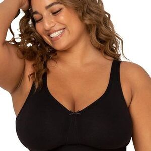 Womens Size 38G Plus Size Wireless Cotton Full Coverage BRA Black